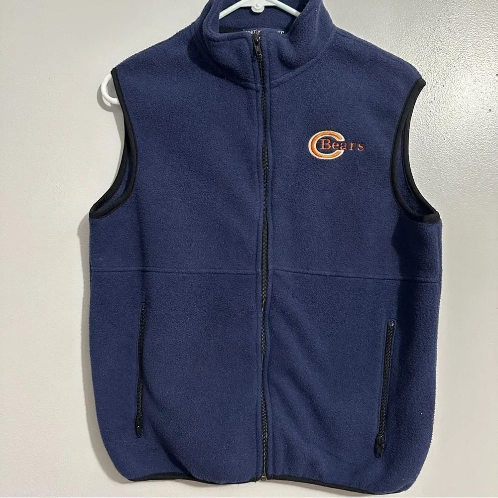 Chicago Bears Port Authority Navy zip up vest w/embroidery emblem size Youth L